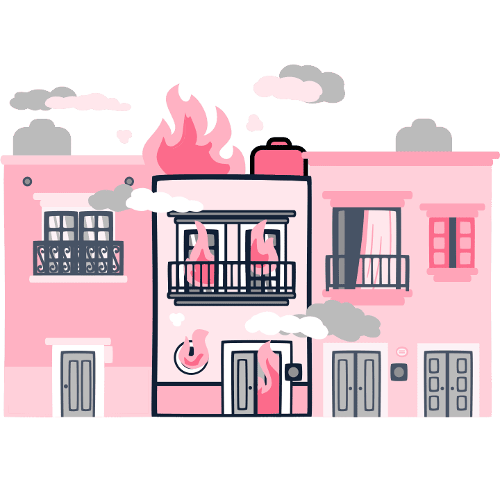 Casa incendiándose